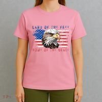 Land Of The Free Home Of The Brave Bald Eagle Us Flag T-Shirt thumb 4