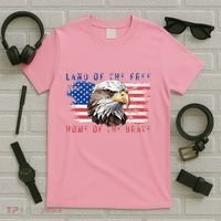 Land Of The Free Home Of The Brave Bald Eagle Us Flag T-Shirt thumb 5
