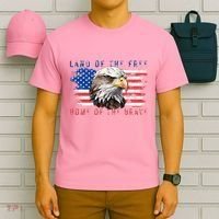 Land Of The Free Home Of The Brave Bald Eagle Us Flag T-Shirt thumb 6