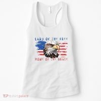 Land Of The Free Home Of The Brave Bald Eagle Us Flag Women's Tank Top thumb 0