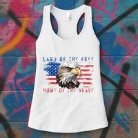 Land Of The Free Home Of The Brave Bald Eagle Us Flag Women's Tank Top thumb 3