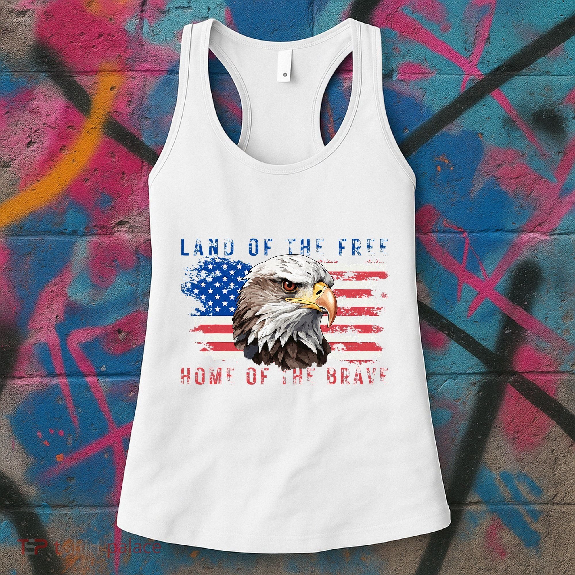 Land Of The Free Home Of The Brave Bald Eagle Us Flag Women's Tank Top