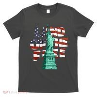 Land Of The Free Statue Of Liberty American Flag T-Shirt thumb 0