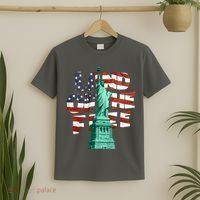 Land Of The Free Statue Of Liberty American Flag T-Shirt thumb 2