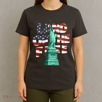 Land Of The Free Statue Of Liberty American Flag T-Shirt thumb 4