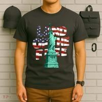 Land Of The Free Statue Of Liberty American Flag T-Shirt thumb 6