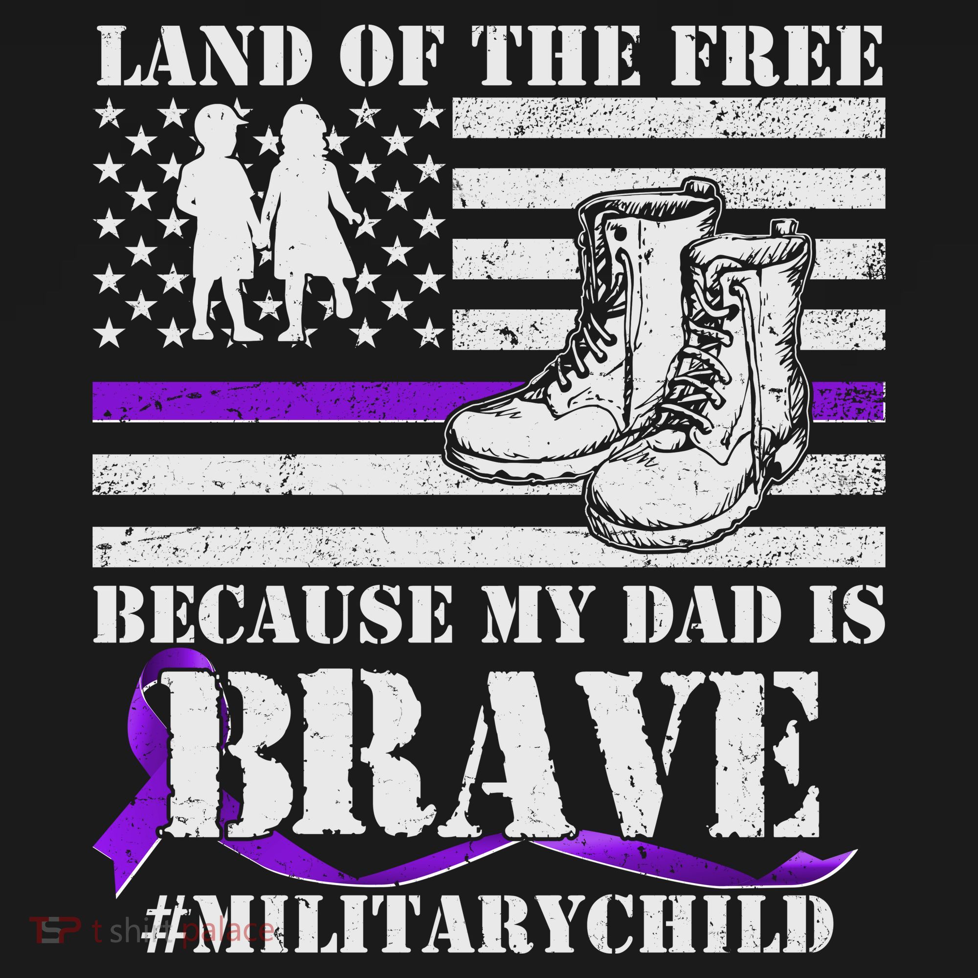 Land Of The Free Because My Dad Is Brave #MilitaryChild Women's Tank Top