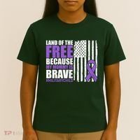 Land Of The Free Because My Mommy Is Brave #Militarychild T-Shirt thumb 4