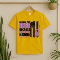 Land Of The Free Because My Daddy Is Brave #Militarychild T-Shirt thumb 2