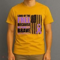 Land Of The Free Because My Daddy Is Brave #Militarychild T-Shirt thumb 3