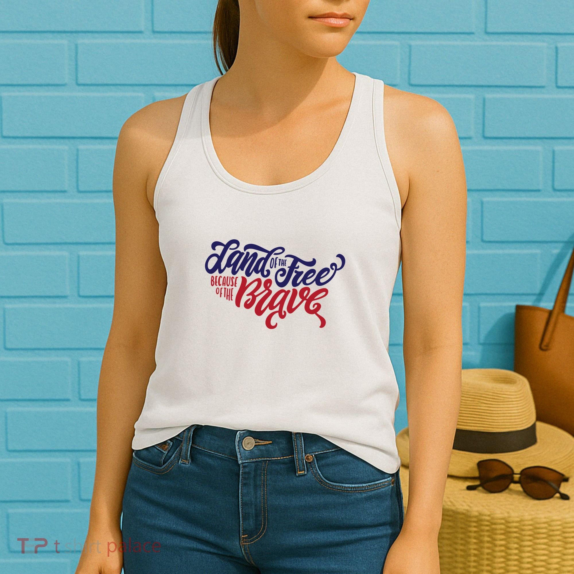 Land of the Free Because of the Brave Women's Tank Top