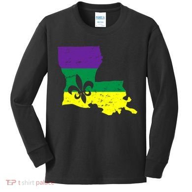 Louisiana Mardi Gras Kids Long Sleeve Shirt