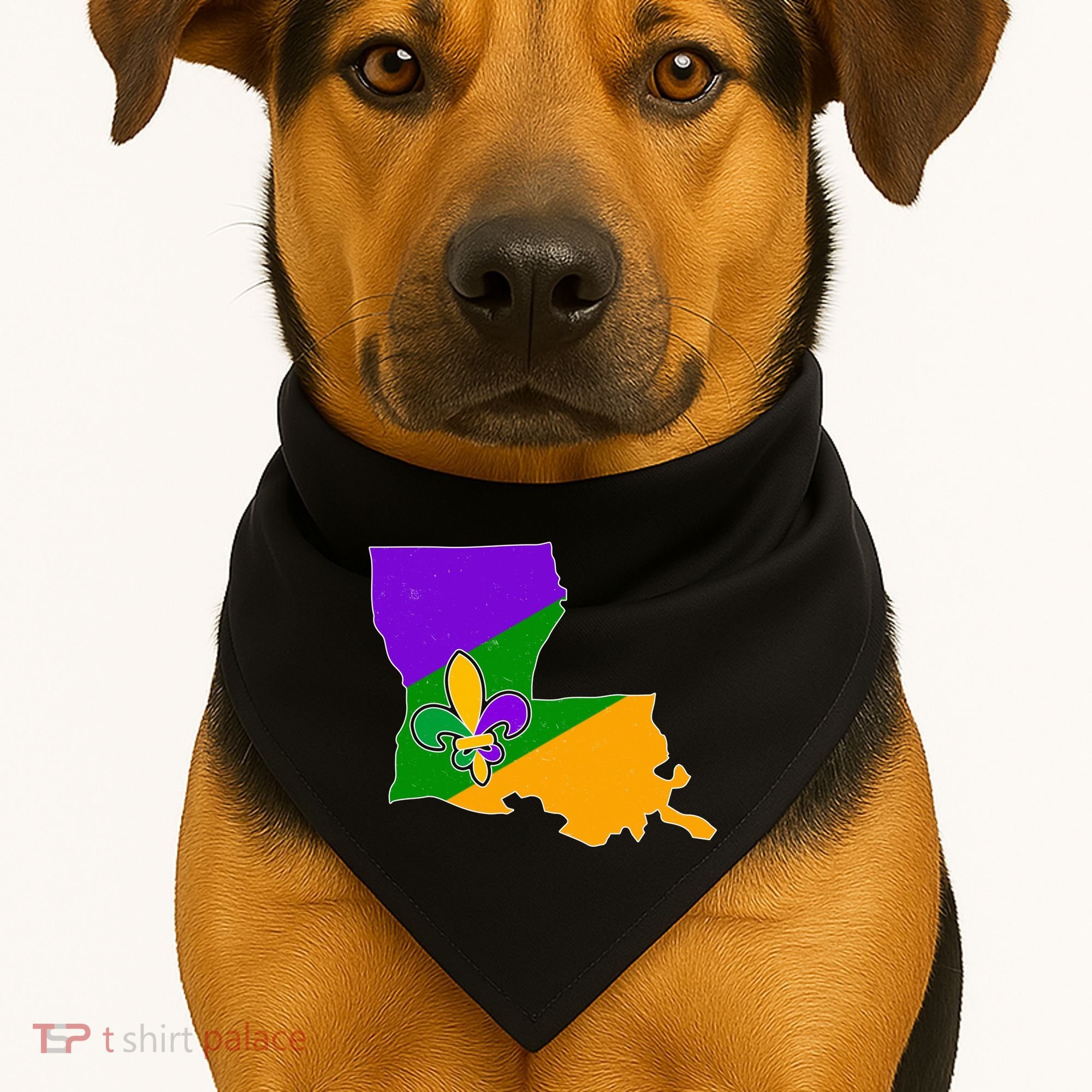 Louisiana Mardi Gras Fleur De Lis USA-Made Doggie Bandana