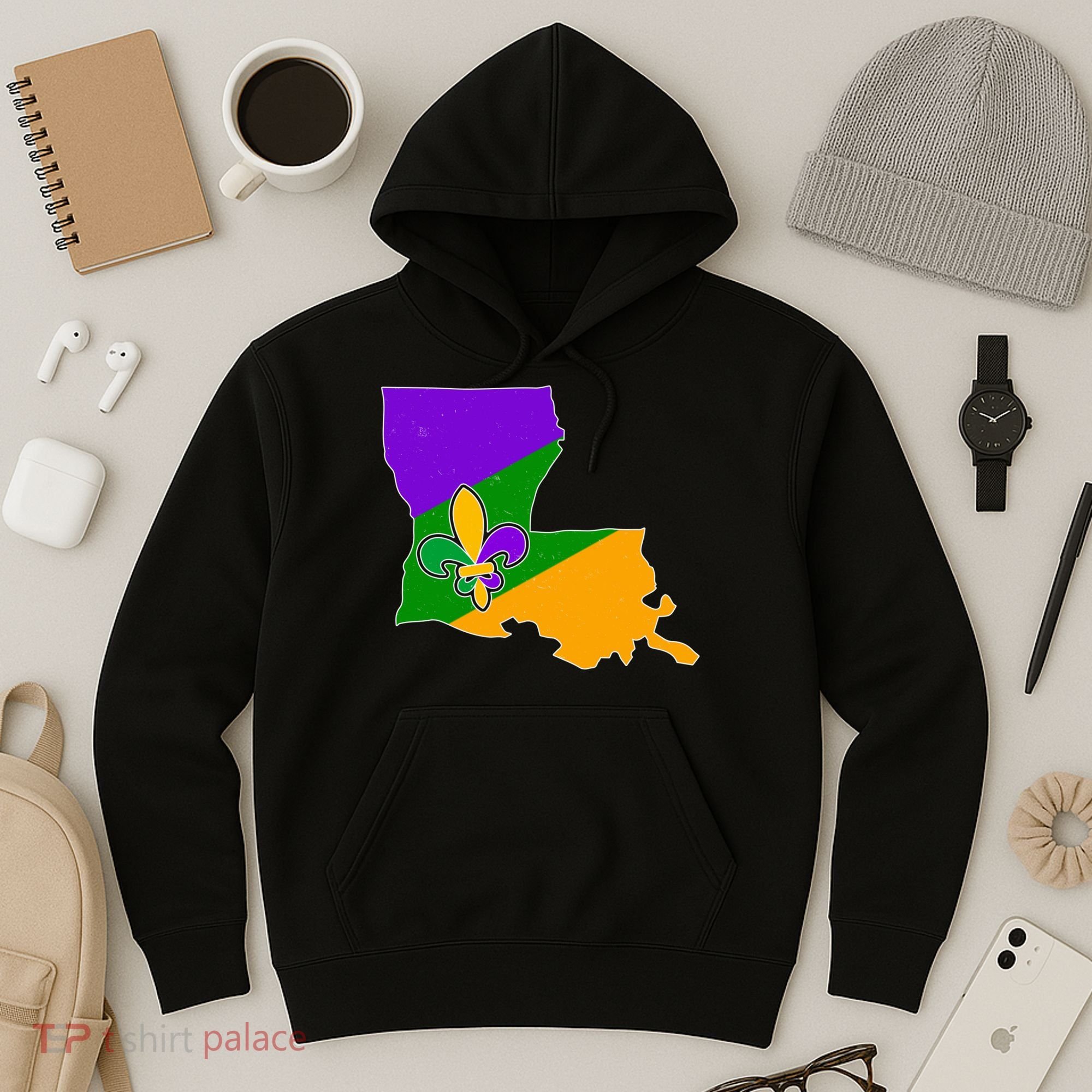 Louisiana Mardi Gras Fleur De Lis Hoodie
