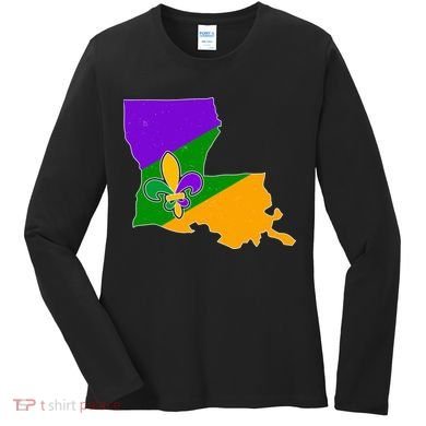 Louisiana Mardi Gras Fleur De Lis Women's Long Sleeve Shirt