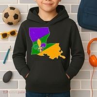 Louisiana Mardi Gras Fleur De Lis Kids Hoodie thumb 2