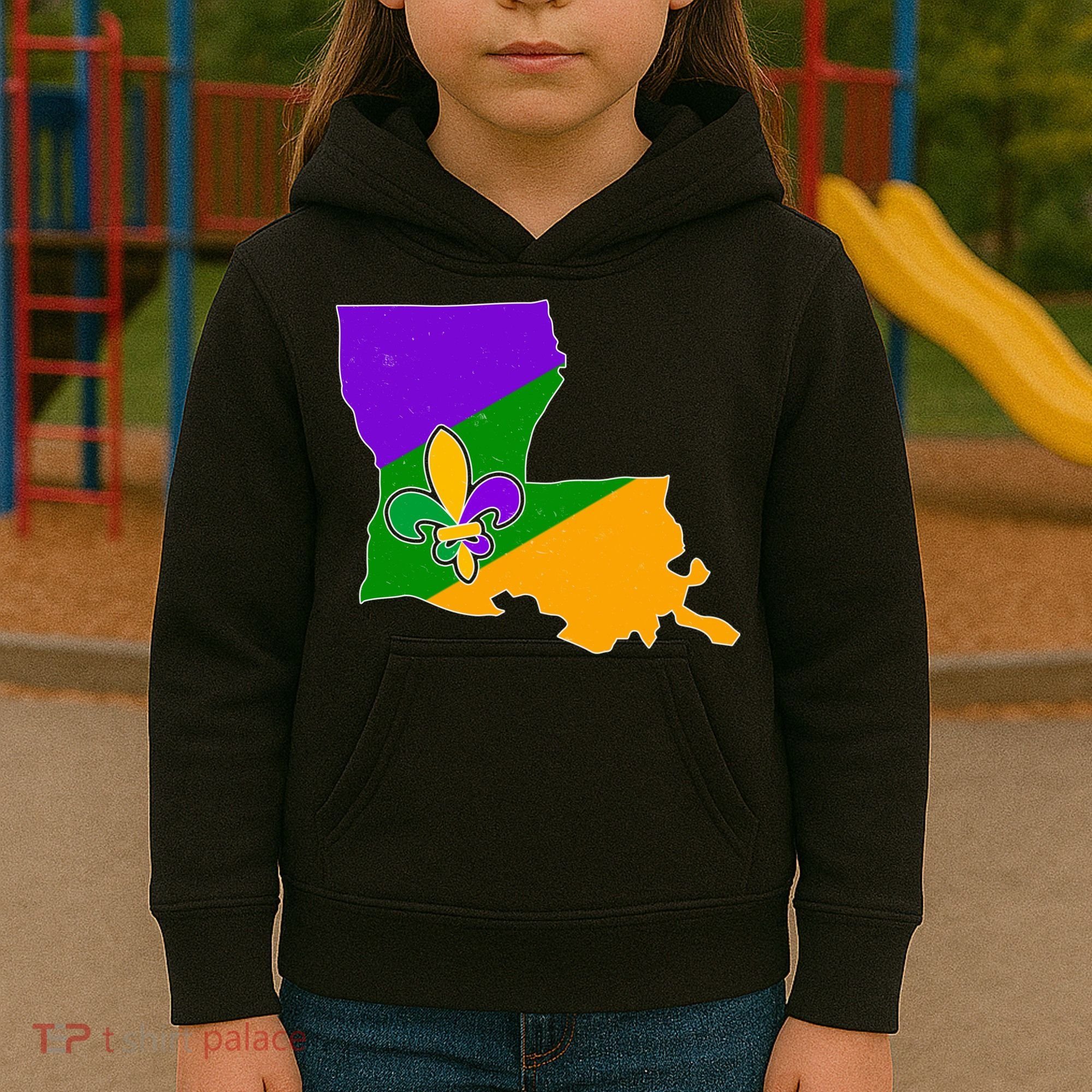 Louisiana Mardi Gras Fleur De Lis Kids Hoodie