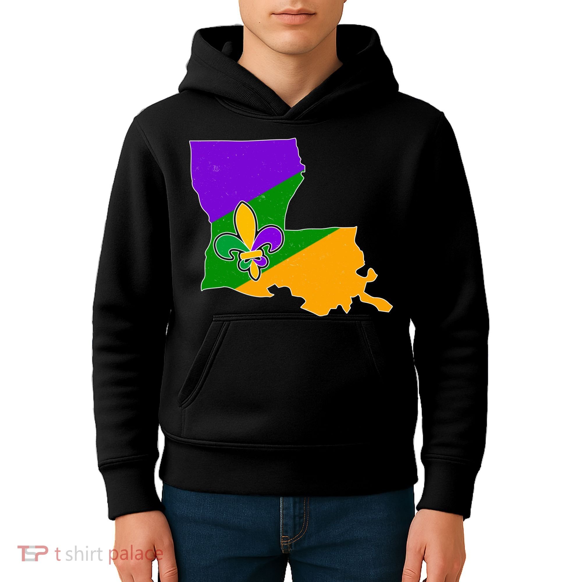Louisiana Mardi Gras Fleur De Lis Kids Hoodie