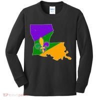 Louisiana Mardi Gras Fleur De Lis Kids Long Sleeve Shirt thumb 0