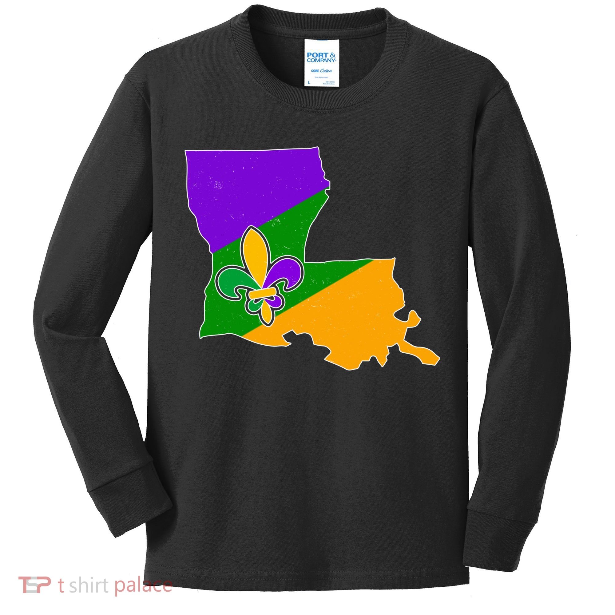 Louisiana Mardi Gras Fleur De Lis Kids Long Sleeve Shirt