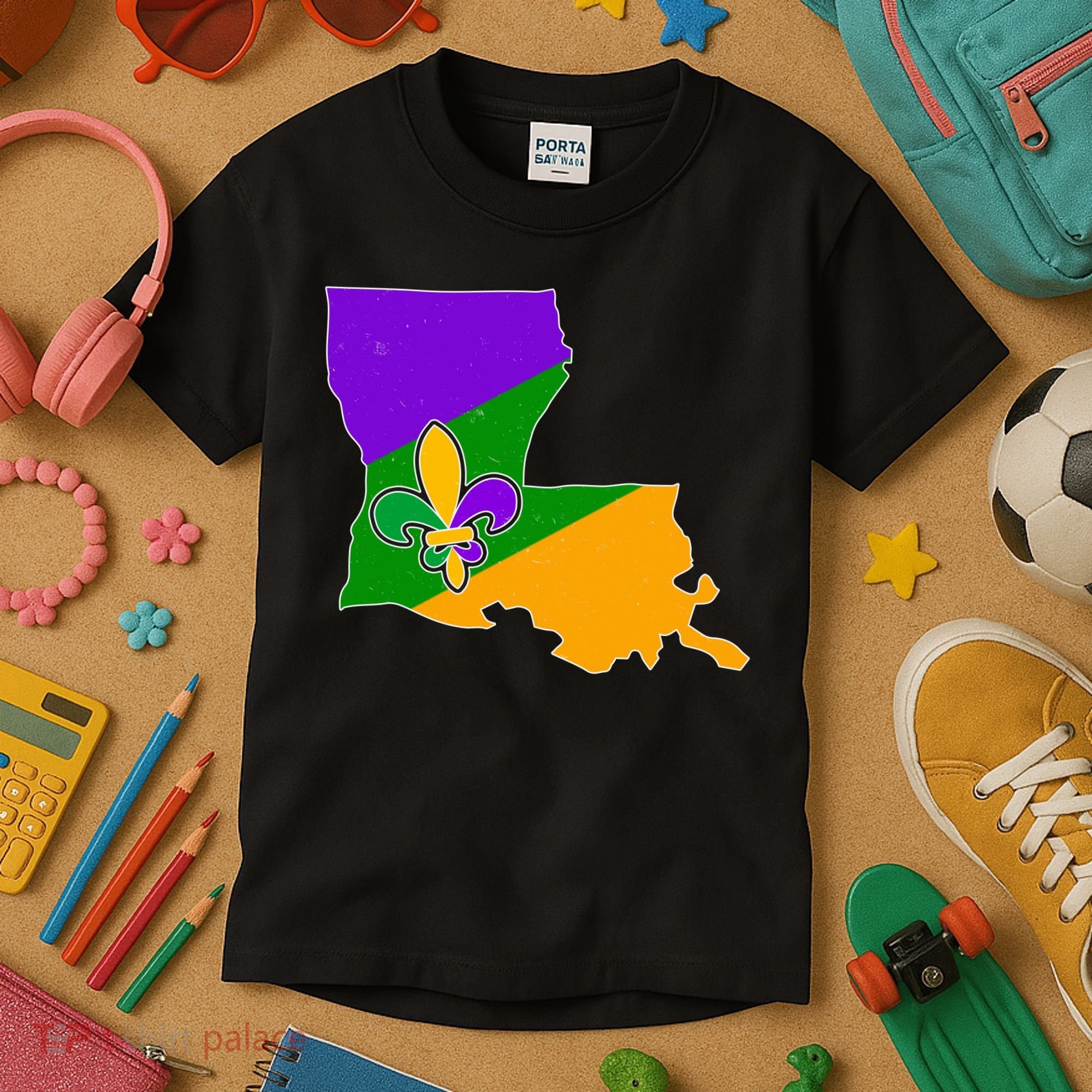 Louisiana Mardi Gras Fleur De Lis Kids T-Shirt