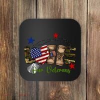 Love Our Veterans Day Proud Military American Flag Coaster thumb 0
