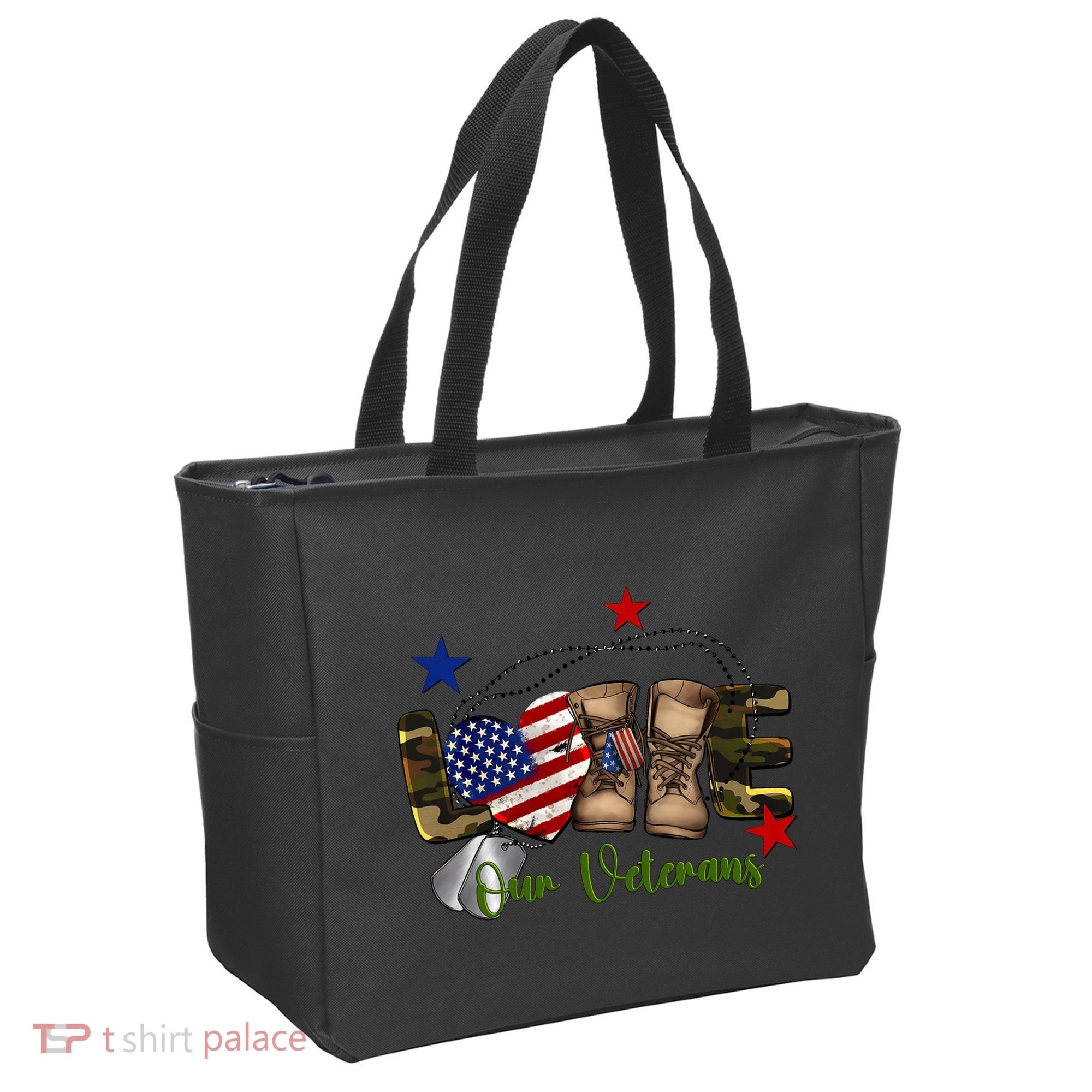 Love Our Veterans Day Proud Military American Flag Tote Bag