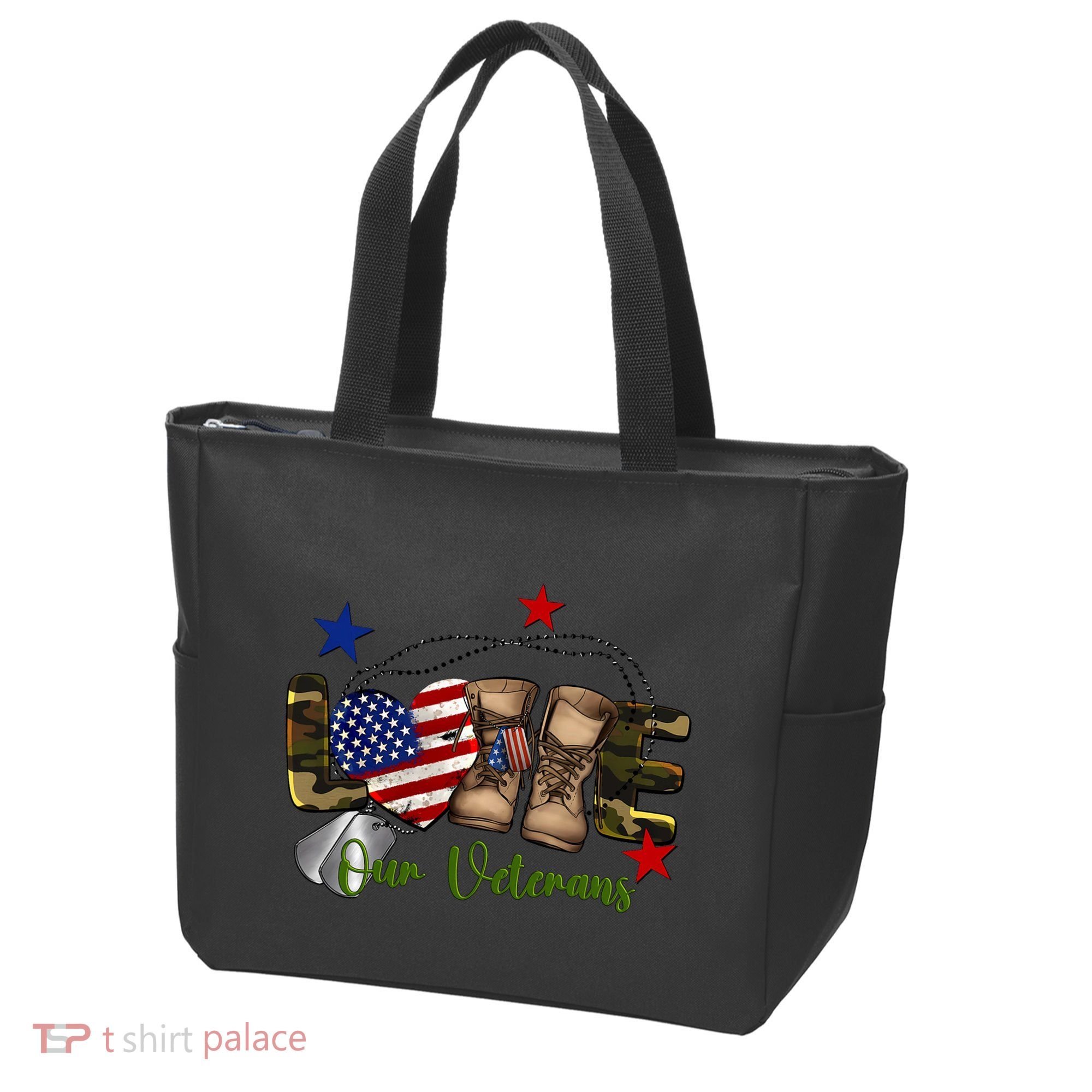 Love Our Veterans Day Proud Military American Flag Tote Bag
