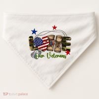 Love Our Veterans Day Proud Military American Flag USA-Made Doggie Bandana thumb 0
