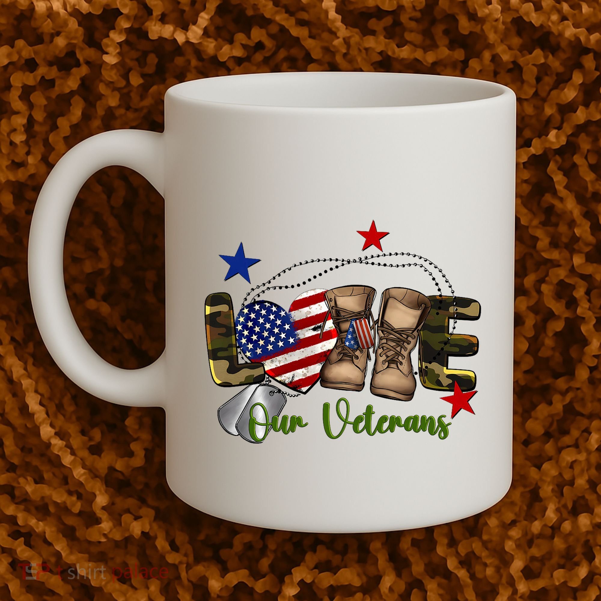 Love Our Veterans Day Proud Military American Flag Coffee Mug
