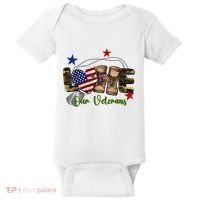 Love Our Veterans Day Proud Military American Flag Baby Bodysuit thumb 0