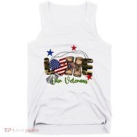 Love Our Veterans Day Proud Military American Flag Tank Top thumb 0