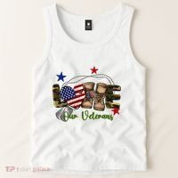 Love Our Veterans Day Proud Military American Flag Tank Top thumb 2