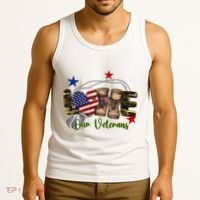 Love Our Veterans Day Proud Military American Flag Tank Top thumb 3