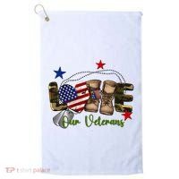 Love Our Veterans Day Proud Military American Flag Golf Towel thumb 0