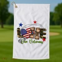 Love Our Veterans Day Proud Military American Flag Golf Towel thumb 1