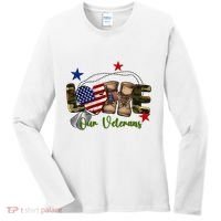 Love Our Veterans Day Proud Military American Flag Women's Long Sleeve Shirt thumb 0