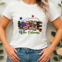 Love Our Veterans Day Proud Military American Flag Women's T-Shirt thumb 2