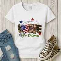 Love Our Veterans Day Proud Military American Flag Women's T-Shirt thumb 3