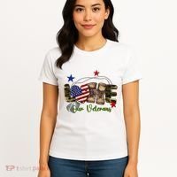 Love Our Veterans Day Proud Military American Flag Women's T-Shirt thumb 4