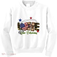 Love Our Veterans Day Proud Military American Flag Kids Sweatshirt thumb 0