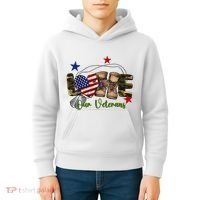 Love Our Veterans Day Proud Military American Flag Kids Hoodie thumb 4