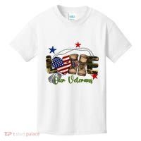 Love Our Veterans Day Proud Military American Flag Kids T-Shirt thumb 0