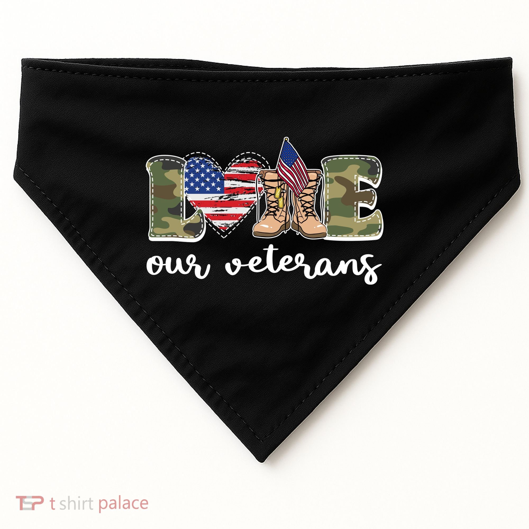 Love Our Veterans Support Our Veterans USA-Made Doggie Bandana