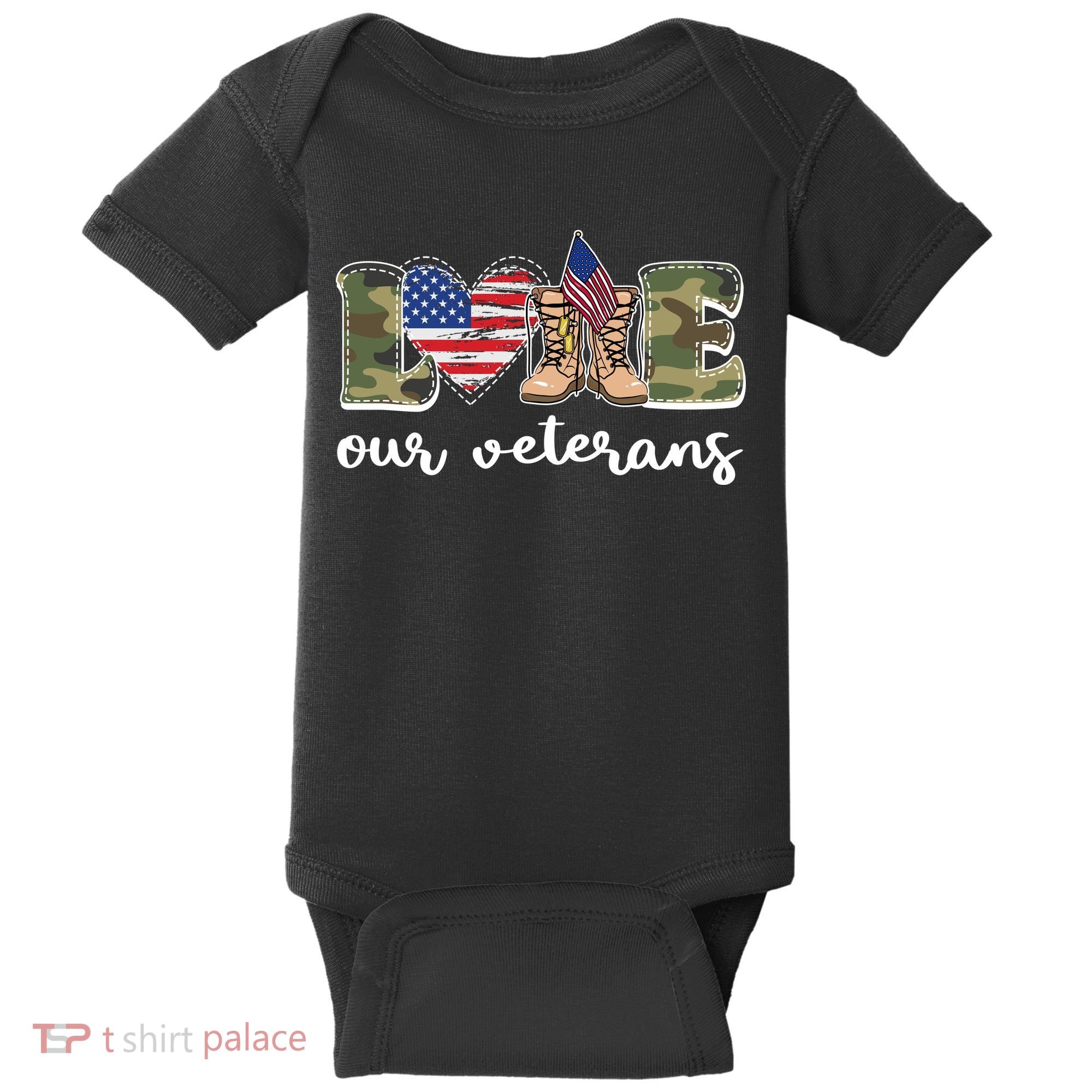 Love Our Veterans Support Our Veterans Baby Bodysuit