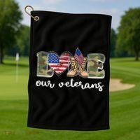 Love Our Veterans Support Our Veterans Golf Towel thumb 1