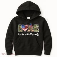 Love Our Veterans Support Our Veterans Kids Hoodie thumb 0