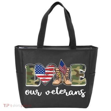 Love Our Veterans Support Our Veterans Tote Bag