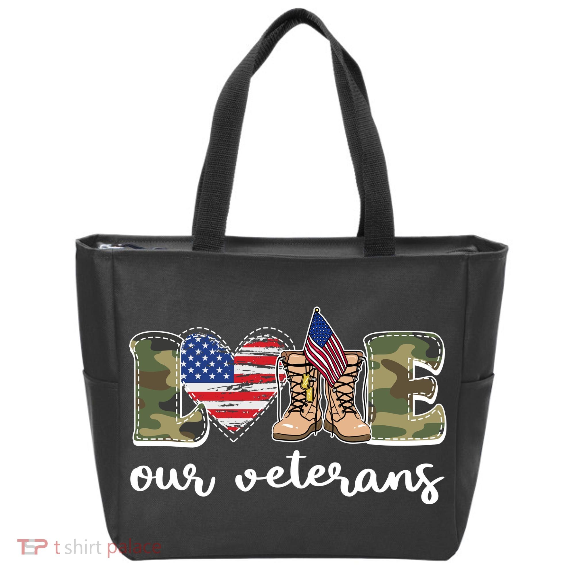 Love Our Veterans Support Our Veterans Tote Bag