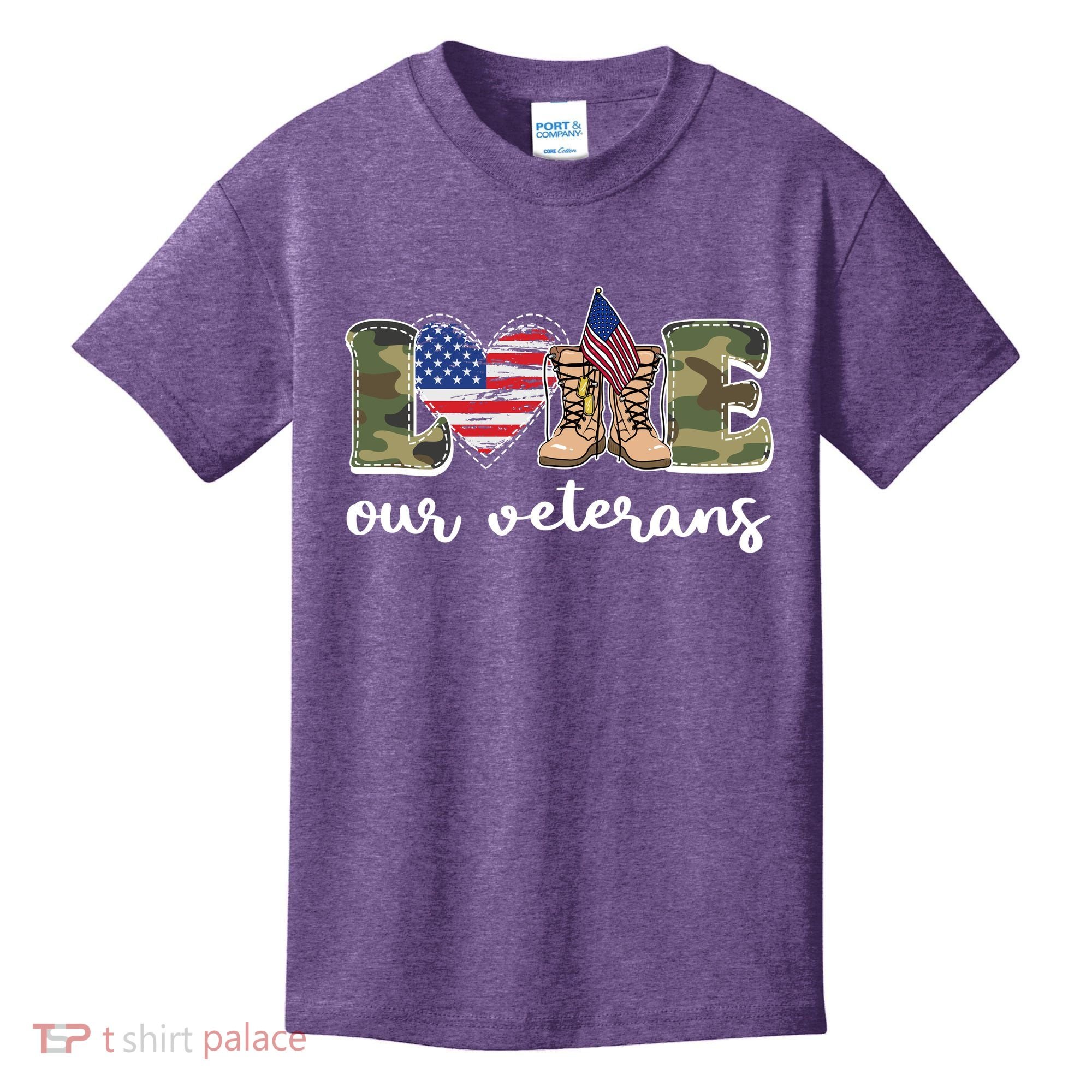 Love Our Veterans Support Our Veterans Kids T-Shirt